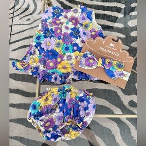 Angel Dear 6-12 month baby Muslin outfit with headband